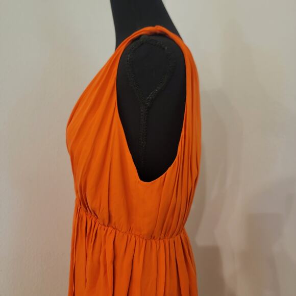 Alice + Olivia Cynthia Draped Tulip Skirt Dress Sunset Orange Silk LRG $400 NWT‎ - Picture 11 of 16